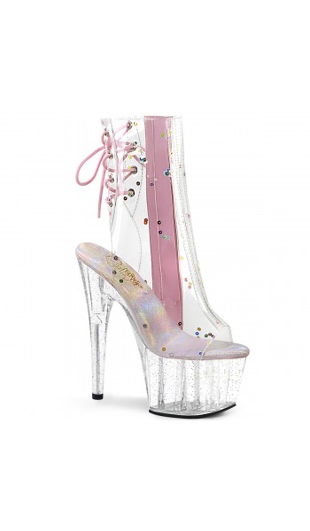 Clear and Pink Adore Platform Ankle Boot
