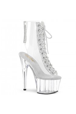 Clear Peep Toe Platform Ankle Boots