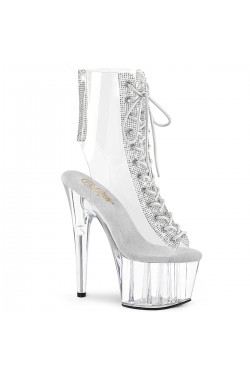 Clear Peep Toe Platform Ankle Boots