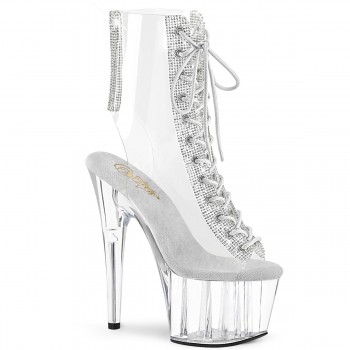 Clear Peep Toe Platform Ankle Boots