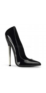 Dagger Silver Heel Black Fetish Pump