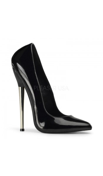 Dagger Silver Heel Black Fetish Pump