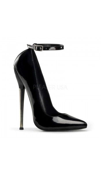 Dagger Black Extreme Heel Ankle Strap Pump