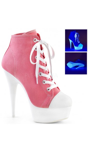 Pink and White High Heel Platform Sneaker