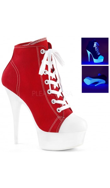 Red and White High Heel Platform Sneaker