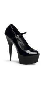 Delight High Heel Platform Black Mary Jane Shoes