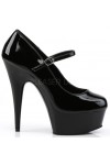 Delight High Heel Platform Black Mary Jane Shoes