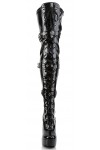 Electra Black Patent Buckled Thigh High Platform Boots