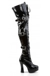 Electra Black Patent Buckled Thigh High Platform Boots