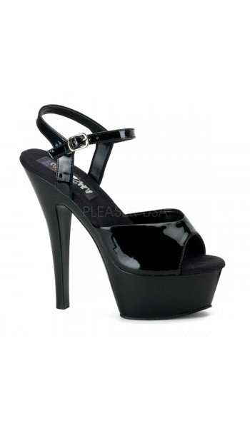 Juliet Black Platform Sandal with 6 Inch Heel