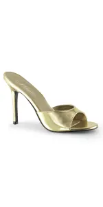 Classique Gold Faux Leather 4 Inch Mule