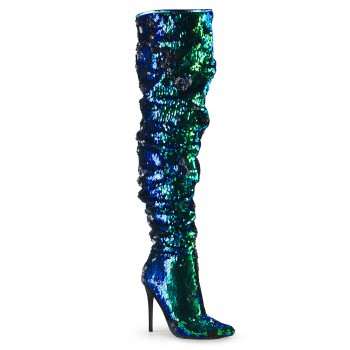 Courtly Green Sequin Thigh High Slouch Boot