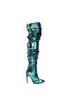 Courtly Green Sequin Thigh High Slouch Boot