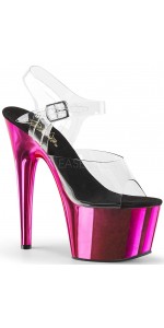 Hot Pink Chrome Platform Clear Strap Platform Sandal