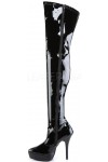 Black Indulge Faux Patent Leather Stiletto Heel Boots