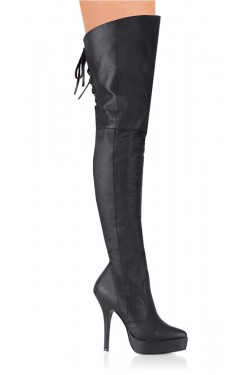 Indulge Leather Thigh High Platform Boots