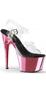 Pink Chrome Platform Clear Strap Platform Sandal