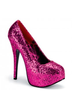 Teeze Hot Pink Glitter Platform Pump