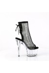 Rhinestone Mesh Platform Ankle Boots