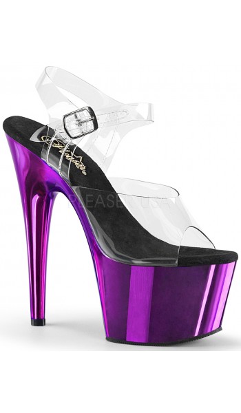 Purple Chrome Platform Clear Strap Platform Sandal