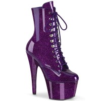 ADORE-1020 Purple Glitter Platform Ankle Boots for Women