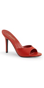 Classique Red Faux Leather 4 Inch Mule