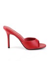 Classique Red Faux Leather 4 Inch Mule