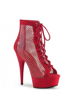 Delight Rhinestone Net Red Platform Ankle Boots