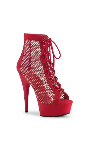 Delight Rhinestone Net Red Platform Ankle Boots
