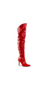 Classique Red Scrunch Thigh High Boot