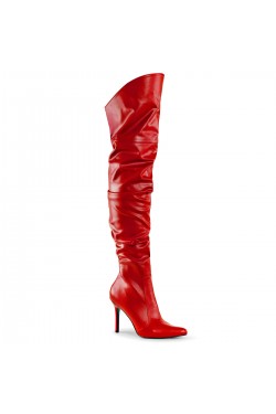 Classique Red Scrunch Thigh High Boot