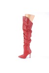 Classique Red Scrunch Thigh High Boot