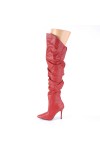 Classique Red Scrunch Thigh High Boot