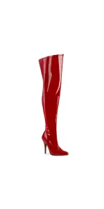 Seduce Red Patent Wide Calf Thigh High Boots