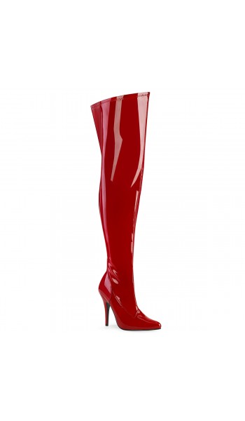 Seduce Red Patent Wide Calf Thigh High Boots