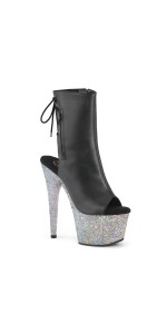 Black Glitter Platform Ankle Boots