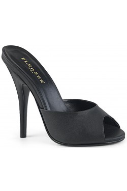 Black Matte High Heel Peep Toe Slide