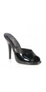 Black Patent High Heel Peep Toe Slide