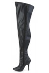 Seduce Black Faux Leather Wide Calf Thigh High Boots