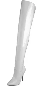 Seduce White Thigh High Kinky Boots