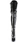 Seduce Black Patent Lace Up Thigh High Boots