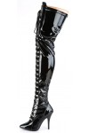 Seduce Black Patent Lace Up Thigh High Boots