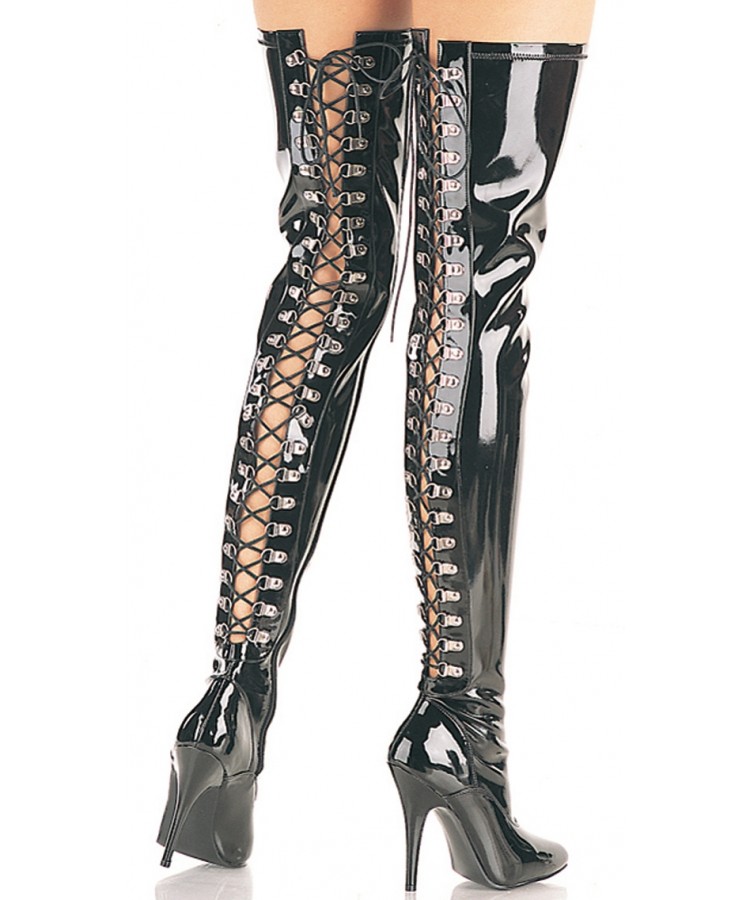 patent thigh boots