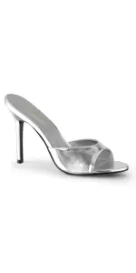 Classique Silver Faux Leather 4 Inch Mule