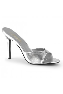 Classique Silver Faux Leather 4 Inch Mule