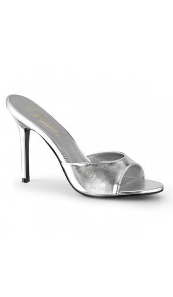 Classique Silver Faux Leather 4 Inch Mule