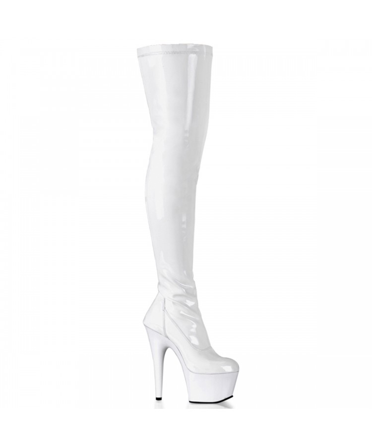 Adore Platform Thigh High Boot | White Thigh High Boots