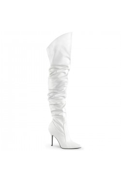 Classique White Scrunch Thigh High Boot