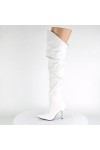 Classique White Scrunch Thigh High Boot
