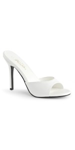 Classique White Faux Leather 4 Inch Mule